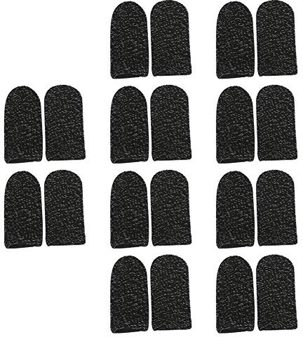 Cocoarm 20PCS Manchon de Doigt en Nylon Fibre Conductrice Manchons de Doigt de Jeu Mobile 10 Paires Anti-Sueur Respirant Écran Tactile Sensible pour Les Utilisateurs de Jeux iOS (Black)