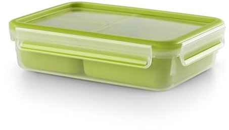Tefal Master Seal To Go Snack Box With Inserts Food Storage, Clear/Green, 22.5 x 16.3 x 5.8 cm