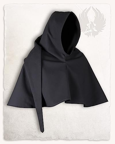 MYTHOLON Benson Gugel Canvas schwarz Baumwolle Kostüm Kapuze Umhang Mittelalter Verkleidung…