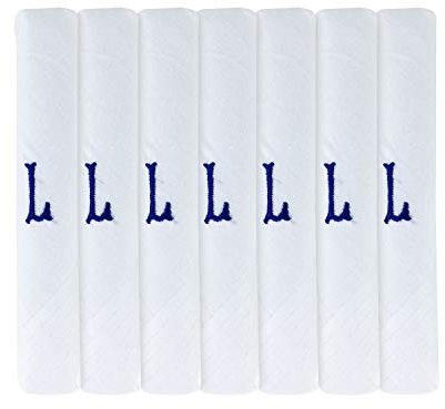 Surf the Shop 7 Stück bestickte Herren-Taschentücher mit Satin-Bordüre, verschiedene Buchstaben
