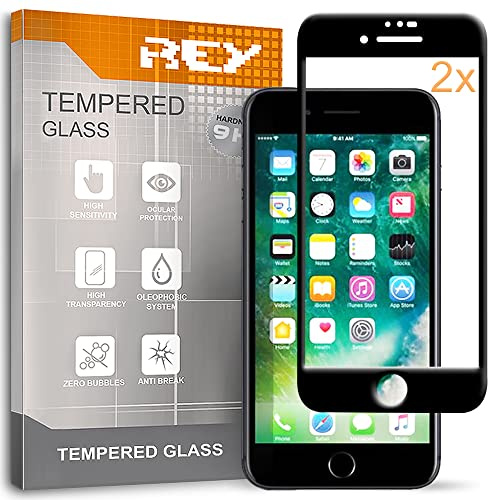 Pack 2X 3D Bildschirmschutz aus gehärtetem Glas für iPhone 7 / iPhone 8 / iPhone SE 2020 / IPHONE SE 2022 5G, Schwarz, Displayschutzfolie 9H+ Härte, Anti-Kratzen-Öl-Bläschen, Voller Schutz, 3D, 4D, 5D