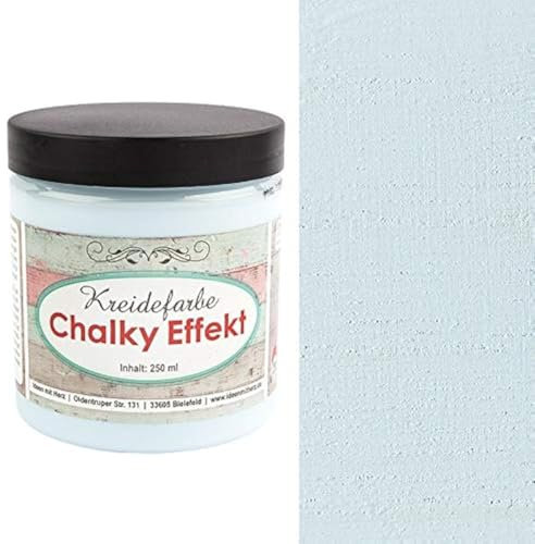 Ideen mit Herz - Pintura de tiza efecto Chalky, 250 ml, altamente opaca, ultramate, con base de agua, color tiza para efecto shabby chic y vintage, color azul celeste
