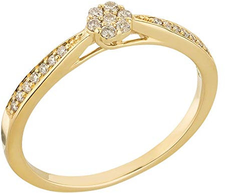 Ardeo Aurum Damenring aus 375 Gold Gelbgold mit 0,14 ct Diamant Brillant Solitär Verlobungsring