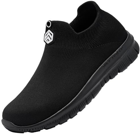 LARNMERN Safety Trainers Steel Toe Cap Trainers Men Women Safety Shoes Comfortable Fashion Industrial Shoes Lightweight Breathable(Black C,9.5UK)