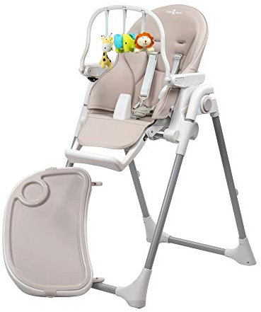 Engel & Storch Baby Hochstuhl TANELI Kinderhochstuhl Babystuhl mitwachsender Hochstuhl Verstellbar und Klappbar, Abnehmbares BPA-freies Tablett und inklusive Spielebogen - in der Farbe Grau