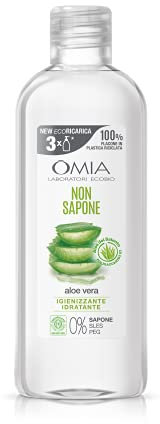 Omia - Non Sapone Eco Bio con Aloe Vera del Salento, Sapone Liquido per le Mani e per il Viso, Azione Idratante, Addolcente e Rinfrescante, Dermatologicamente Testato - Flacone da 750 ml