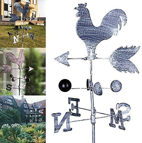ZGJYSP Gallo Tradicional Veleta de Hierro Gallo de Viento Veleta Indicador de dirección de Velocidad del Viento Herramienta de medición Profesional de jardín 629
