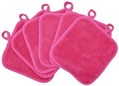 BloomSesame Abschminktuch aus Mikrofaser - Wiederverwendbar Mikrofaser Gesichtsreinigungstuch - Make-Up Entferner Tuch Rosarot（8 x 8inch 6 Stück）