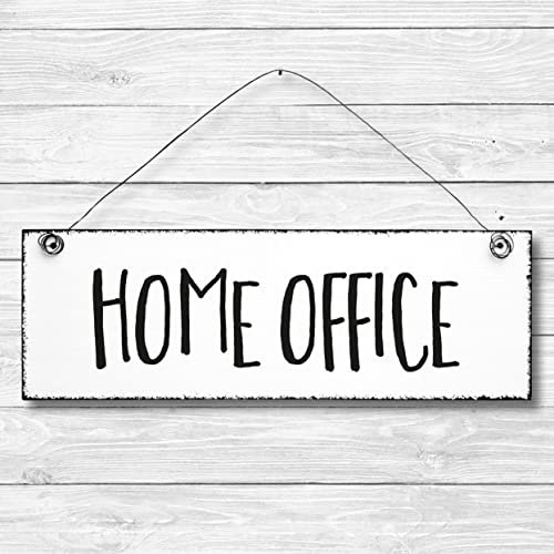 Home Office - Schild Dekoschild Türschild Wandschild Holz 10x30cm - Holzschild Holzdruck Holzbild Tür Deko Schild