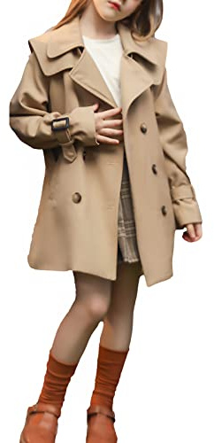 amropi Ragazze Trench Coat con Cintura Ginocchio Lunghezza Giacca a Vento Jacket