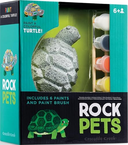 Crocodile Creek Rock Painting Set for Kids — Pet Rock Turtle Design, Includes 6 Acrylic Colors — Art and Craft Paint Kit, Suitable for Children Ages 6 Years and Up — Great Gift for Boys and Girls