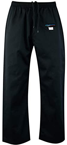 mmasport Kimono Karate in Cotone 230 gr 8 oz Divisa per Arti Marziali (3/160 cm, Pantalone, Nero)
