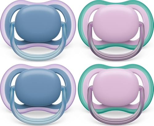 Philips Avent Ultra Air Pacifier 6-18m, Blue Hush/Lush Lilac, 4 pack SCF085/54