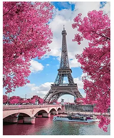 Diamantmalerei Eifelturm Diamond Painting Paris 5d-Diamant-GemäLde Zum Selbermachen Diamond Painting Viereckige Steine Kristall Strass Stickerei, Bilder, Kunsthandwerk FüR Wanddekoration (30 X 40 Cm)