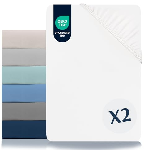 Dreamzie - spännlakan 180 x 200 cm 2-pack – 100 % polyester mikrofiber – Oeko TEX certifierad – dra-på-lakan 180 x 200 – alabastervit