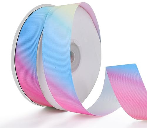 22 m Satinband, Schleifenband Satin Geschenkband zum Basteln Rainbow Satinband Satinbänder Seidenband Polyester Stoffband Dekoband 2cm Breit Regenbogen Farbe Geschenkbänder Ringelband Grosgrain