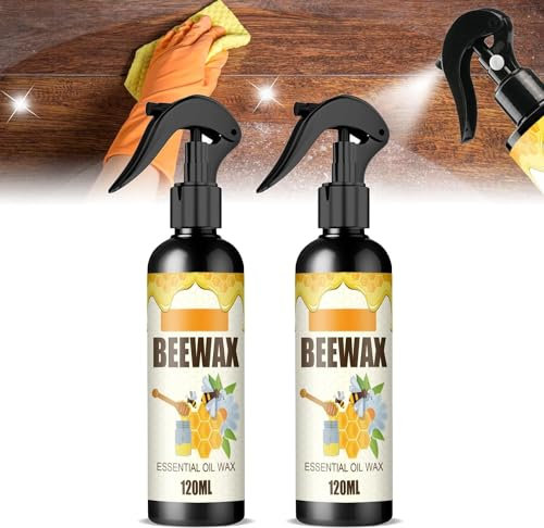 Spray de cera de abejas micromolecularizada natural, esmalte de cera de abejas para madera y muebles, pulido, impermeabilización, cuidado de muebles en aerosol de cera de abejas antigrietas (2 pcs)