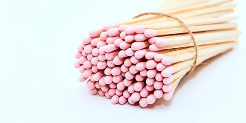REHGLÜCK Schwarzwald, Aprox. 100 coloridas cerillas de 10 cm de largo, también adecuadas como recambio para nuestras elegantes botellas decorativas (color de la cabeza del fósforo: rosa)