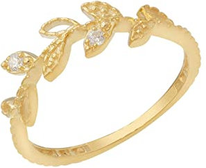Lieson Verlobungsringe Damen, Freundschaftsringe Gold 750 18K Blätter Design mit Moissanit Hochzeit Ring Gelbgold Große 52 (16.6)