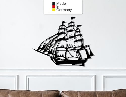 Schiff Metall Wanddeko, Wanddeko Aus Metall, Wandbild aus Metall, Metal Wall Art (Größe: 50 x 40 cm)