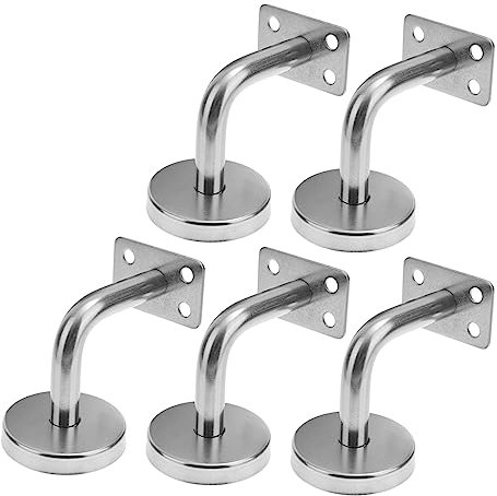 UPKOCH 5 Stk Handlaufhalterungen Geländer runde Klammer Metallständer Metallhalter draussen Metallklammern silberne Handläufe Handauflage Handlaufunterstützung schwer Armlehne Hardware
