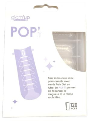 Glam'Up Paris - Lot de 120 Capsules Acryliques Pop’it - Nail Tips UV Gel - Couverture Complète - 12 Tailles avec Graduation - Outil pour Extension d'Ongles - Transparent