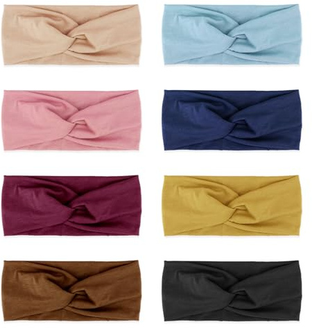 DRESHOW 8 Stück Damen Stirnband Kopfband Haarband Turban Elastische Stirnband Haarbänder Haarschmuck für Mädchen