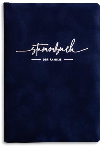 Stammbuch Blau Dina Samt Silber Familienstammbuch Standesamt und Kirche incl. Einleger