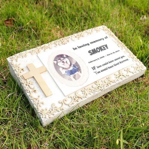 Personalisierte Haustier Kreuz Gedenksteine Hund Gräber Marker Katze Memorial Garten Steine mit Kreuz Haustier Memorial Geschenke Verlust Hund Sympathie Geschenke Haustier Grabstein wasserdichte