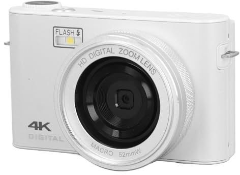 Piccola Fotocamera Digitale per Bambini, Fotocamere Compatte FHD 1080P con Zoom 18X, Fotocamera per Vlogging 4K da 64 MP Portatile per Adolescenti Ragazzi Ragazze Anziani (WHITE)