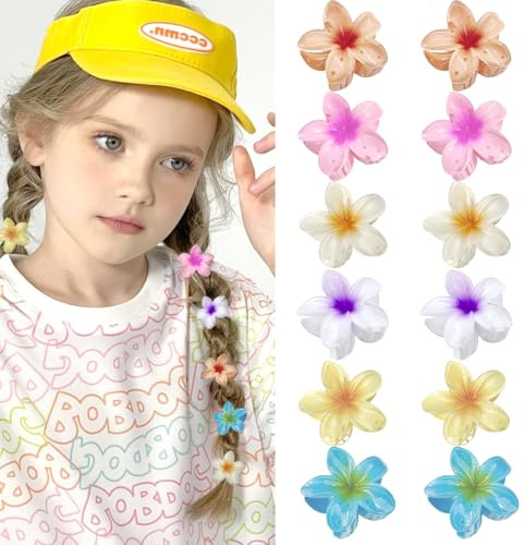 SJUNJIE 12 Stück Blumen Haarklammer Anti-Rutsch Blumen Klammer 6 Farben Klein Haarklammer Bunt Anmut Egg Flower Hair Claw Clips Anwendbar Auf Haarstyling-Accessoires für Damen