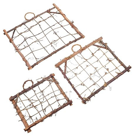 ABOOFAN Heimdekoration 3-teiliger Rattan-pflanzenrahmen Stabiler Eleganter Hängehalter für Luftpflanzen für Drinnen und Draußen