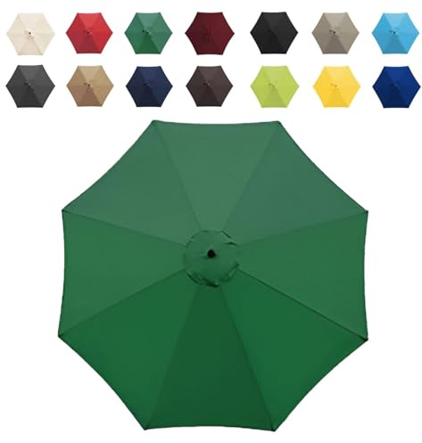 Replacement Parasol Canopy - Sun Umbrella Replacement Parasol Fabric Cover With 6/8 Ribs, 2.7m/3m Garden Parasol Canopy Cover Replacement Top For Garden, Patio Umbrella(Green,8 ribs-2.7m(8.8ft))