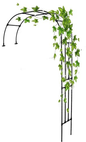 Rosenbogen Halbbogen aus Metall Rankbogen für Hinterhof Decoration Pergola Spalier Gartenbogen Widersteht Rost Freistehend Weiß(Schwarz,150x240cm)