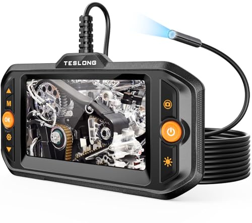 Teslong Endoscope Borescope with Light, Snake Inspection Camera for Automotive Engine, Waterproof Fiber Optic Camera for Mechanics - Ideal for Wall, Vent, Wire Video Scope (16.5FT)