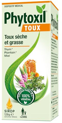 PHYTOXIL TOUX - Sirop 94 ml - Dispositif médical - Soulage la toux sèche et la toux grasse - Thym, Plantain, Miel - Une gamme adpatée à toute la famille à partir de 2 ans