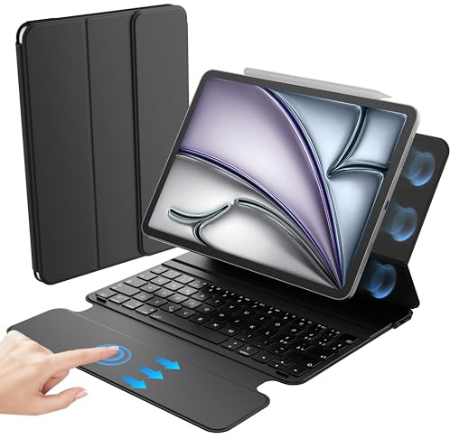 HOU Tastiera per iPad Air 11 M3/M2 2025/2024 & iPad Air 5a/4a generazione (2022/2020) & iPad Pro 11 4a/3a/2a/1a generazione (2018-2022) – QWERTY Disposizione Italiana - Ideale per Lavoro e Viaggi