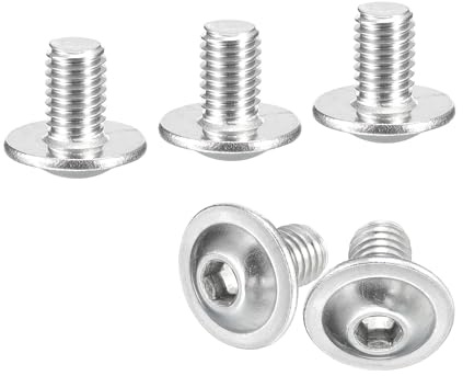 sourcing map Flanged Button Head Socket Cap Screws, 100 Pcs M5x8mm - 304 Stainless Steel Socket Drive Fasteners Bolts, Fully Thread Machine Screws for Furniture Installation (Silver)