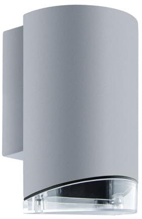 Licht-Erlebnisse Außenleuchte Wand Aluminium GU10 IP54 17,3 cm hoch Grau rund Modern Wandlampe außen Downlight Terrassenlampe Balkon Lampe