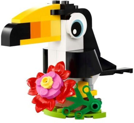 LEGO Creator 3-in-1 Tropical Toucan, 59 Pieces, Ages 6+, Building Paper Bag Set 30688