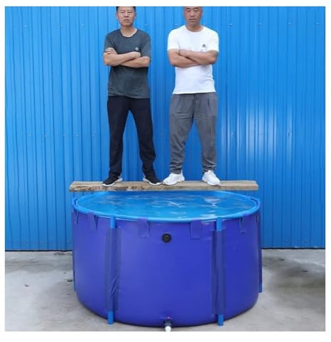 Rygcrud Oberirdischer Teich, Großer Tank Für Aquarium, Zusammenklappbare Leinwand Stoff Mit Halterung, Rundes Becken Für Koi/Goldfische(1x0.8/628L)