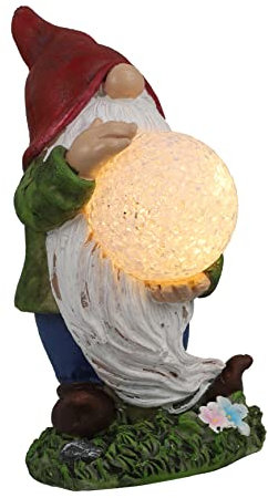 BESPORTBLE Statue de GNOME en Résine avec Lumière Solaire Lumineuse pour Décoration Extérieure Jardin Pelouse, Design Élégant Vert, Usage Extérieur avec Lampe Intégrée