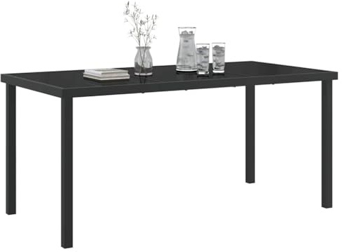 vidaXL Mesa de Jardín Negro 160 x 80 x 73 cm Metal, Muebles de jardín y terraza, Mesa Moderna para Patio, Ideal para reuniones y decoración al Aire Libre