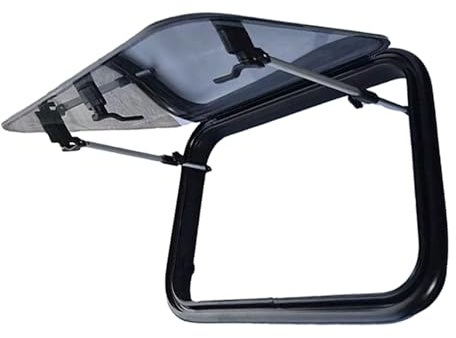 SWISS OUTDOOR Fenêtre 700 x 500 en verre véritable homologué ECE R43, double vitrage, avec store et moustiquaire, panneau blanc, isolé, camping-car, van et fenêtre camping-car