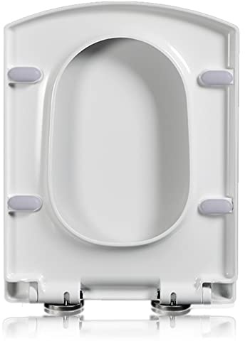 NSTVVEE Siège de Toilette carré à Fermeture Douce avec charnières réglables à Fixation Rapide et à Fixation par Le Haut, Installation Facile, Blanc