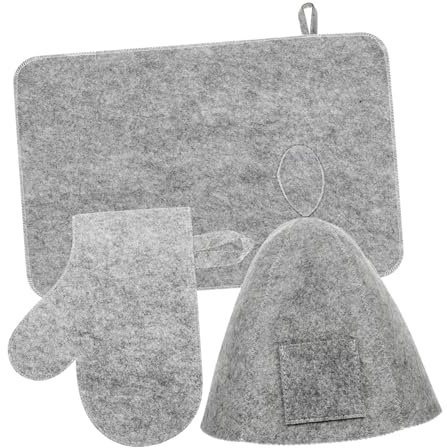 EPIGEIST Sauna Felt Hat and Glove Set Pad for Women and Men Protective Hair Sauna Cap and Mitten Accessories Grey Supplies for Bath and Spa Use