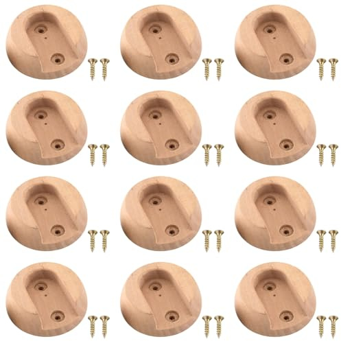 12 PCS Wooden 21mm Curtain Rod Holders Wall Mount U-Shaped Dowel Supports with Screws for Wardrobe, Shower Curtain, Clothes Hanging, Home Storage Closet Rod Brackets