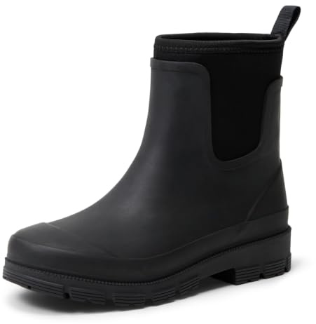 Amazon Essentials Women's Chelsea Ankle Rain Boot, Black, 8