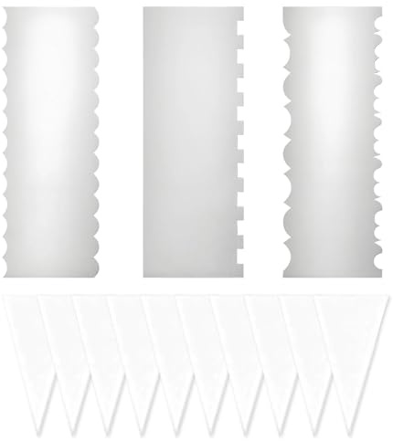 Cake Scraper Smoother Leveller, Stainless Steel Spatula Double Edge Comb | Stainless Steel & Metal, for Frost Form/Buttercream Icing/Fondant/Cream Cakes in Kitchen Baking Supplies