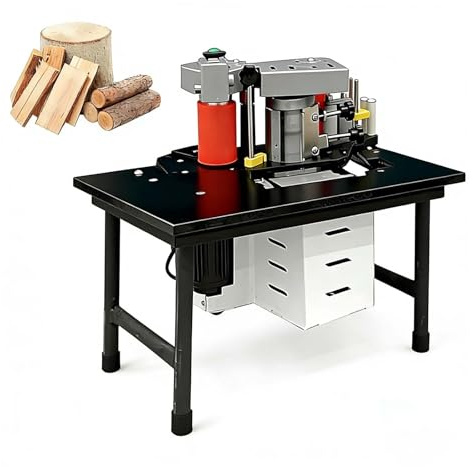 SIEEOUR Canteadora 1200W, Canteadora Para Carpintería, Velocidad Ajustable 5-10 m/Min, Para Cantos Rectos Y Curvos,5-60 Mm, Material De Madera PVC,Para Producción De Muebles Y Carpintería(Black)